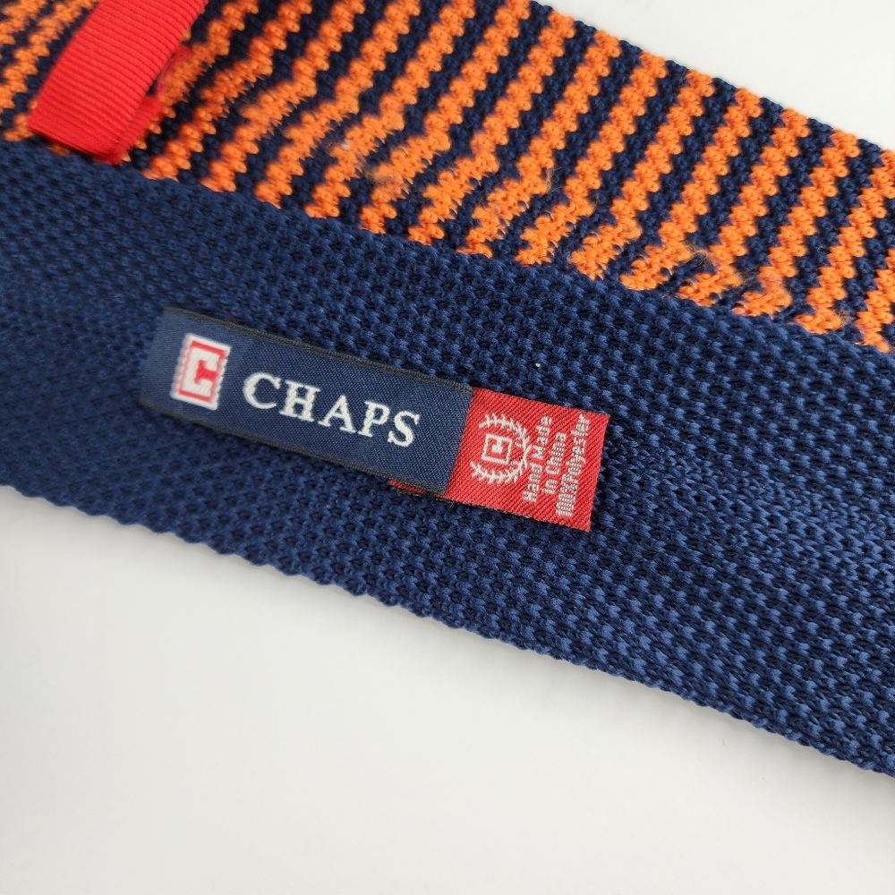 CHAPS Orange & Blue Knitted Tie. - Picture 3 of 5